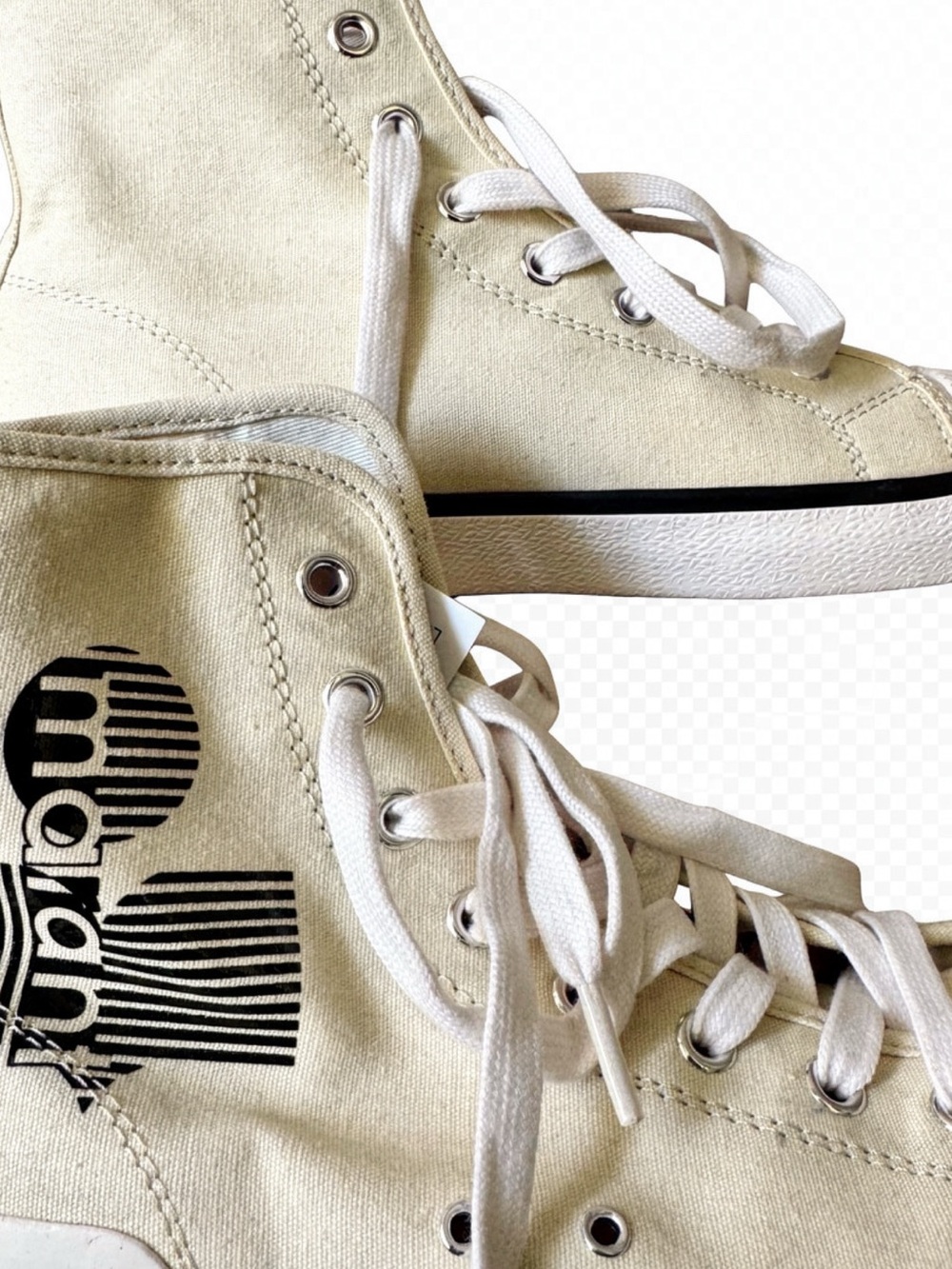 Isabel Marant Cream Canvas High-Top Sneakers with Black Logo